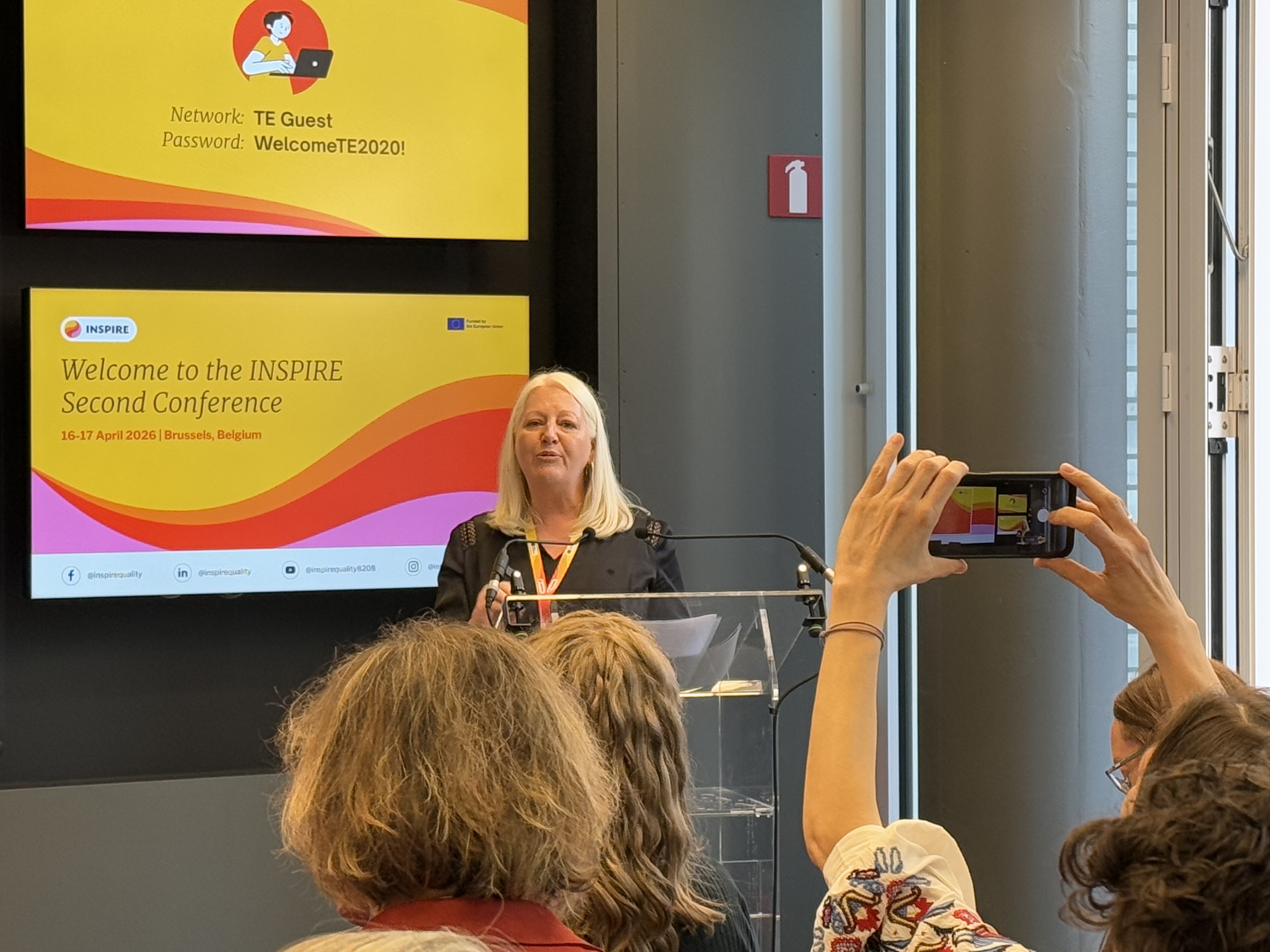 Photo of Liv Baisner Petersen at the INSPIRE conference in Brussels